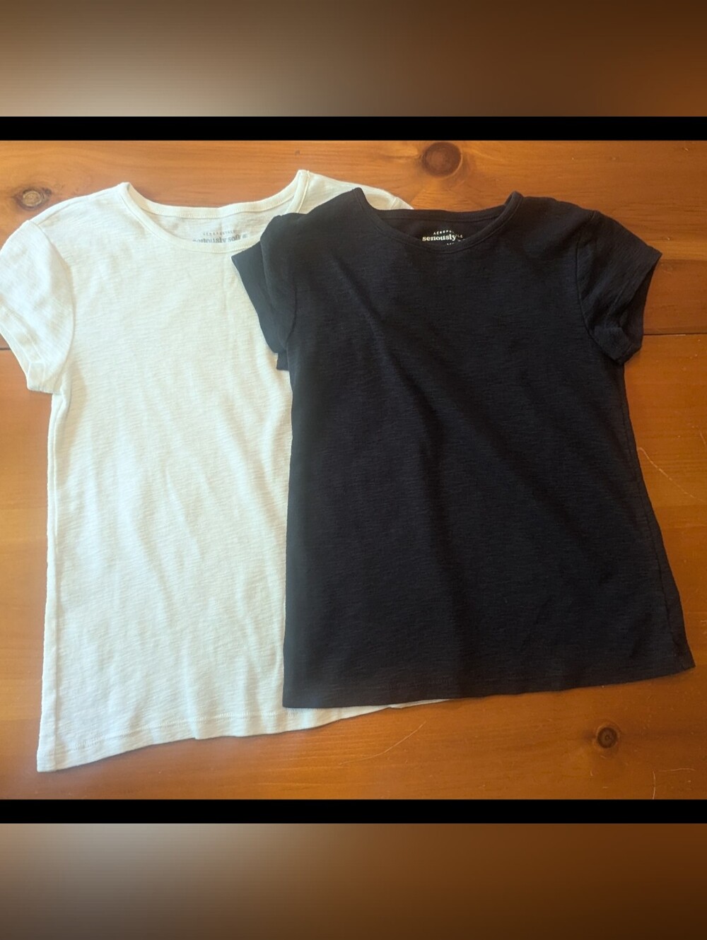 Aeropostale Seriously Soft Slub Texture T-shirts Lot Of 2 Black Winter White XS